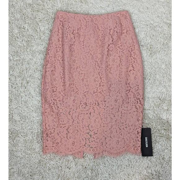 Keepsake The Label Bright Night Lace Pencil Skirt Rose Pink Size Small - Picture 9 of 9